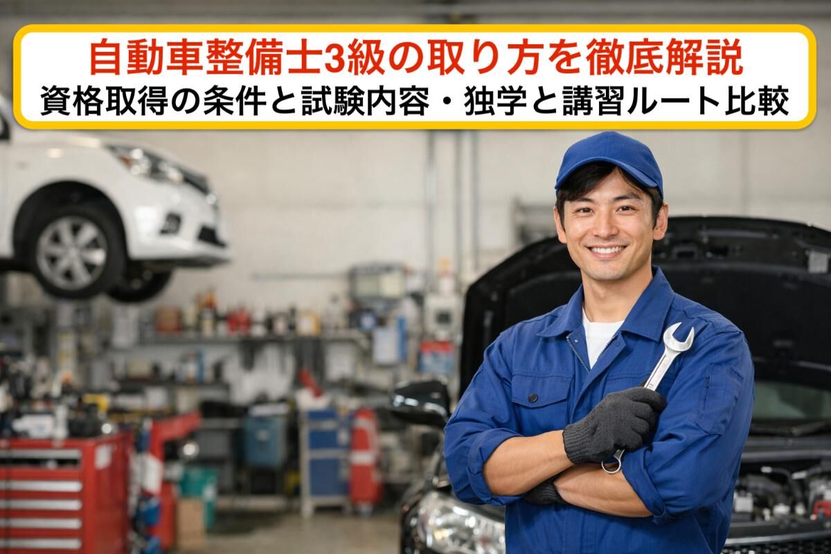自動車整備士3級の取り方を徹底解説｜資格取得の条件と試験内容・独学と講習ルート比較