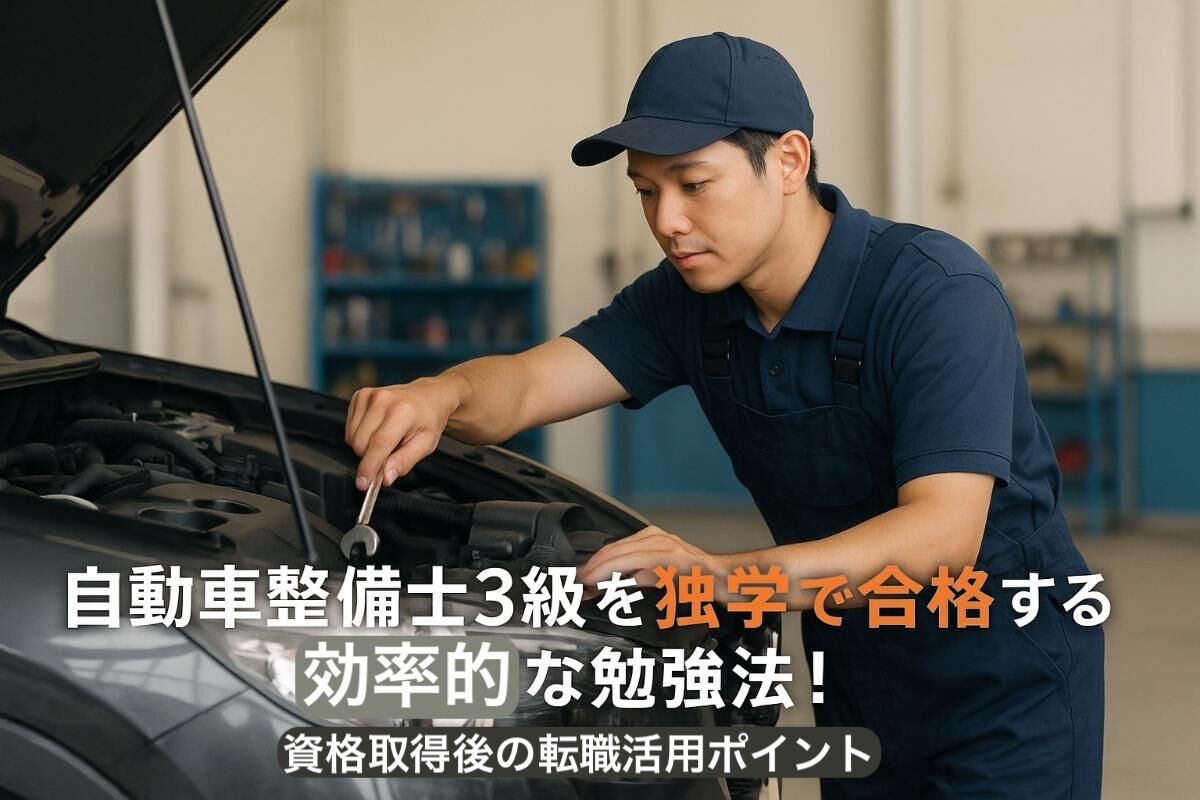 自動車整備士3級を独学で合格する効率的な勉強法と資格取得後の転職活用ポイント